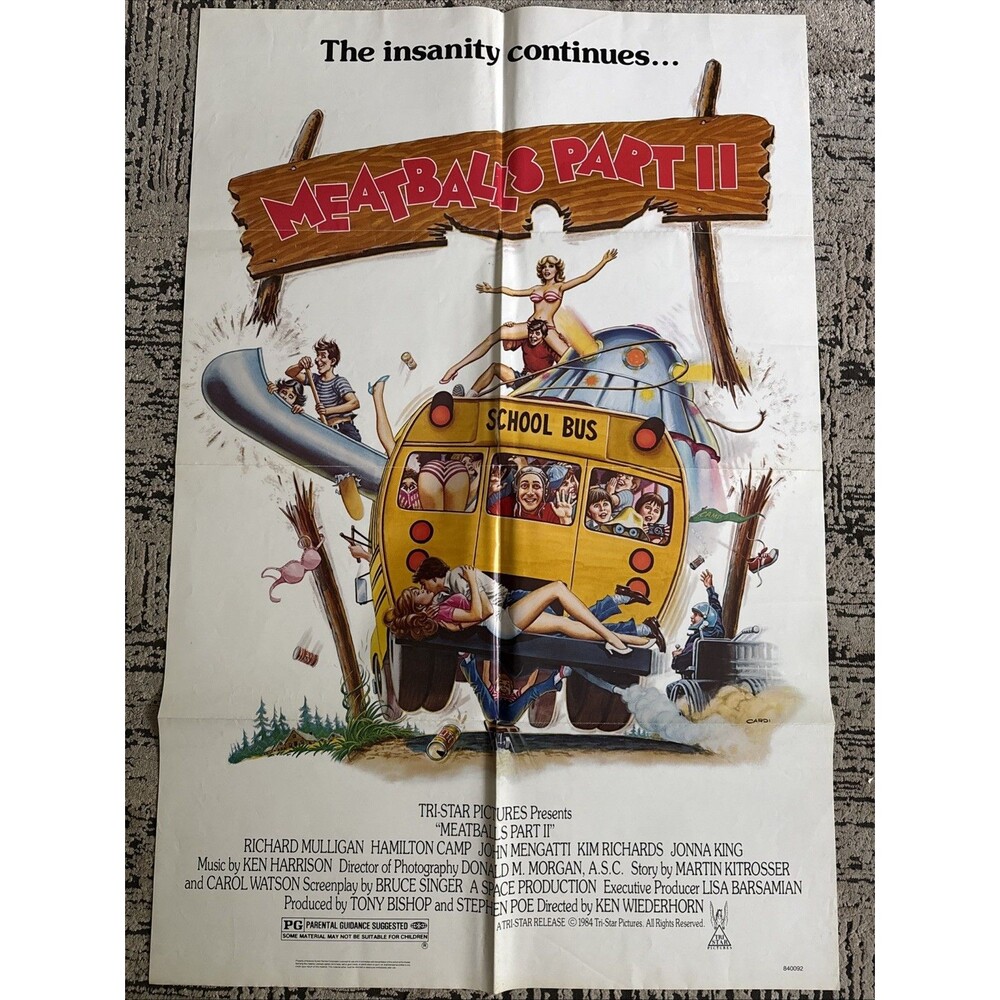 Original Meatballs Part 2 Movie Poster Sheet 1984 Comedy Richard Mulligan 27x41